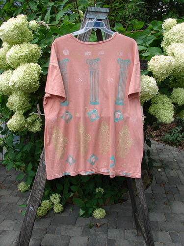 1988 Short Sleeved Tunic Tee Fish Column Salmon OSFA