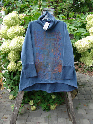 Barclay NWT Fleece Cowl Neck Sweatshirt Metallic Daisy Vintage Indigo Size 0