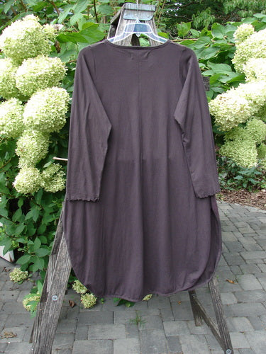 Barclay NWT Natalia Tunic Grid Pod Red Peat Size 0 displayed on a hanger, showcasing its long sleeves with lettuce edges, rounded neckline, and distinctive rounded hem with high side vents.