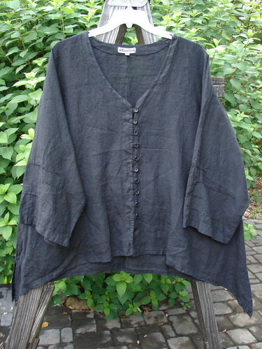 Barclay Linen Tiny Button Dip Side Cardigan Unpainted Black Size 2 | Bluefishfinder.com