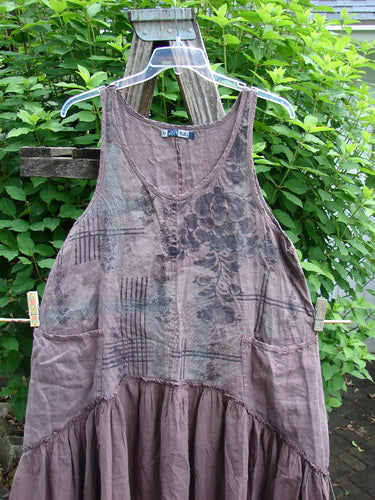 Barclay Linen Batiste Summer Frock Jumper Floral Grid Rosewood Size 0 features a gauze bodice, batiste flounce, oval neckline, and deep pockets, embodying vintage Blue Fish's creative freedom ethos.