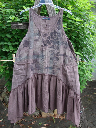 Barclay Linen Batiste Summer Frock Jumper Floral Grid Rosewood Size 0, features a gauze bodice, batiste flounce, oval neckline, yoke skirt, deep arm openings, and exterior pockets, ideal for expressing individuality.