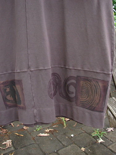 2000 Interlock Glassgow Coat Dress Continuous Celtic Peat Size 0 features oversized buttons, a painted bottom panel, and a swingy hem with Celtic theme paint, reflecting Bluefishfinder.com's vintage, creative style.