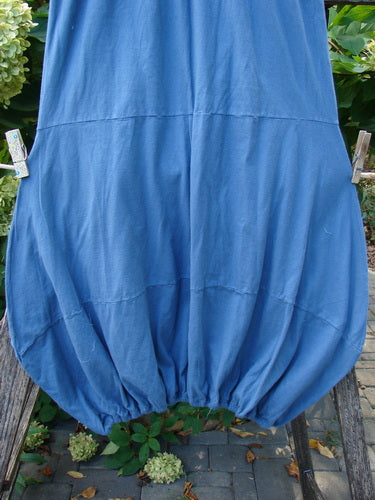 Barclay NWT Sprig Skirt Script Garden Echo Blue Size 0 with a balloon silhouette, full elastic waistline, and gathered hem, displayed on a clothesline in a garden setting.