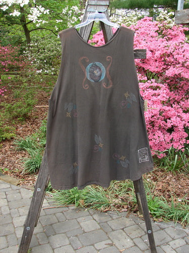 Vintage 1994 Love Letter Vest featuring Ginger Pot theme, Edo Black, A-line silhouette, two front pockets, and Blue Fish signature patch. From BlueFishFinder's collection of unique, expressive vintage Blue Fish Clothing.