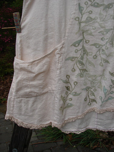 Barclay Slub Figure 8 Lace Pocket Pinafore Dress Soft Floral Crème Size 1 by BlueFishFinder. A white dress with a pocket, lace accents, and floral details. Unique curvy seams, widening front panel, and drop side wrap pockets.