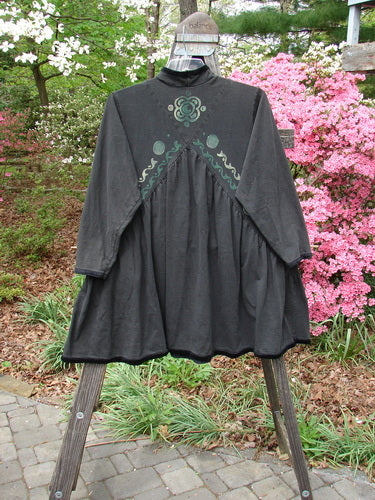 Vintage 1996 Velvet Criss Cross Dress in Ebony, Size 1, from BlueFishFinder. Organic Jersey with Velvet Accents. Unique Criss-Cross design, Squared Off Neckline, and Celtic Paint Details. Versatile and Creative.