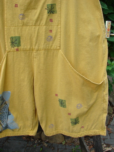 1991 Farmer Brown Overall Pant Jumper Vintage Fish Goldenrod OSFA showcases distinctive painted pockets and generous straps in mid-weight cotton, epitomizing Bluefishfinder.com's vintage style and creative freedom ethos.
