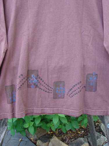 Barclay Long Sleeved Studio Tee Celtic Wind Loam Size 0 features a whimsical design with a thinner neckline and boxy shape, crafted from mid-weight organic cotton jersey for Bluefishfinder.com's unique vintage collection.