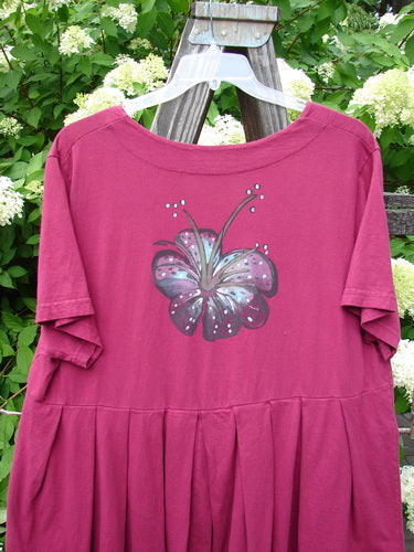 Image alt text: Barclay Boxcar Dress with Rear Blossom design, size 2, in cranberry color.
