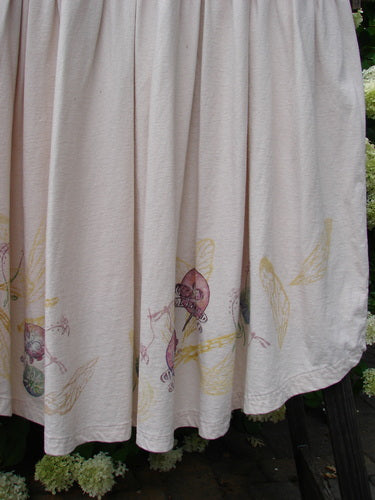 Barclay Flower Garden Cardigan Dress with dragonfly pattern on white cloth. Size 2.