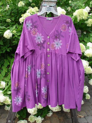 Barclay Tree Top Cardigan Dress with floral blossom pattern, in magenta, size 3.