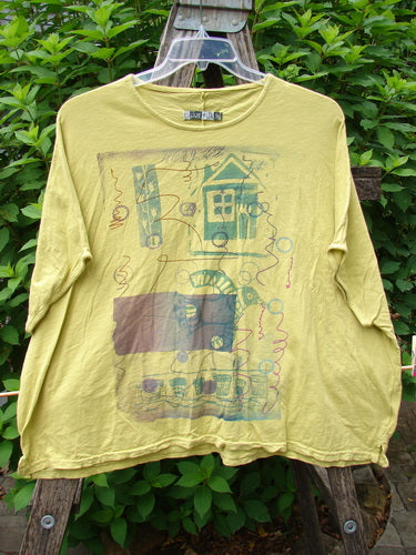 Barclay Cotton Slub Cricket Cap Sleeve Tee Home Citron OSFA with plant-themed design, featuring cap sleeves and seamless shoulders, showcasing a casual, boxy fit from BlueFishFinder's Spring Collection.