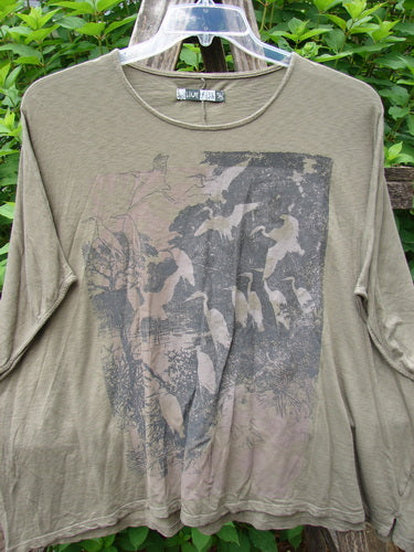 Barclay Cotton Slub Cricket Cap Sleeve Tee Forest Flock Bottlecap OSFA showcasing a seamless shoulder with cap sleeves, rounded hemline, and boxy shape, highlighting the Forest Flock theme in organic cotton.