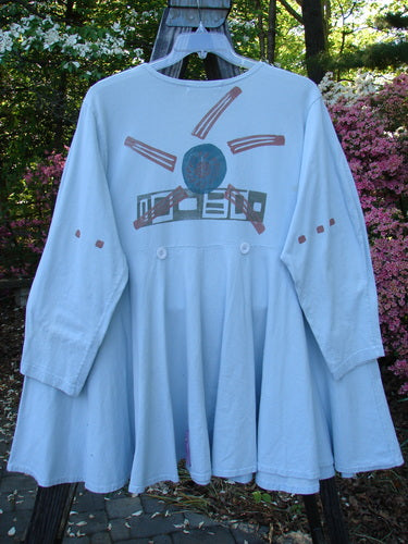 Vintage 1996 Whirlygig Dress featuring Sun Spin Flight design, size 2. Mid Weight Cotton. Swing flounced skirt, unique button details. Bust 50, Waist 50, Hips 60, Length 35. BlueFishFinder.com.