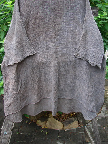 Barclay NWT Crinkle Gauze Ana Tunic Dress in Mottled Latte, featuring a shallow neckline, wide three-quarter sleeves, seamless shoulders, and varying hemline, showcasing Bluefishfinder's unique, creative vintage style.