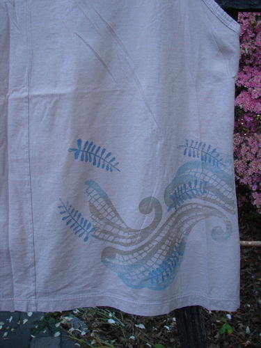 Barclay Batiste Tank Top Fern Wind Blush Size 1, featuring blue fern designs on white fabric, with a slightly deeper neckline, straight shape, and not too deep arm openings.