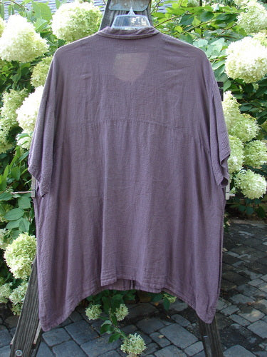 A plum checker Barclay Pucker Cotton Short Sleeved Gingham Shirt on a clothes rack.