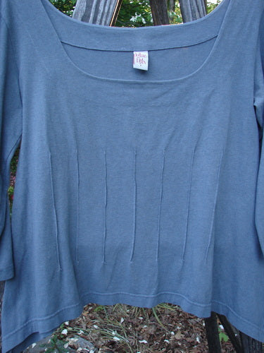 Barclay Cotton Lycra Square Neck Pinch Pullover Unpainted Grey Sky Size 1 with a white label, showing vertical pinch accents and a wide neckline.