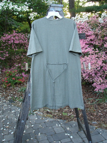 2000 Cotton Hemp 3 Block Cardigan Sun Pocket Loden Size 1 displayed on a rack, highlighting its V neckline, tri-colored accents, and three painted front pockets with original Blue Fish buttons.