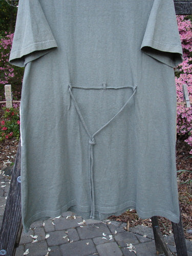 2000 Cotton Hemp 3 Block Cardigan Sun Pocket Loden Size 1 displayed on a clothes rack, featuring tri-colored accents, V neckline, painted pockets, and adjustable rear loops for a perfect drape.