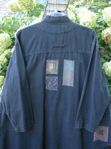 1998 Limited Edition Men's Patched Denim Work Shirt with patches and unique details, close up rear size 2.