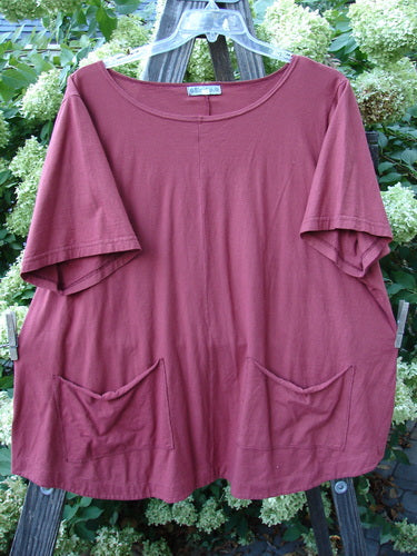 Barclay Double Pocket Twinkle Top with wider sleeves, boat neckline, A-line shape, unpainted, two lower drop pockets.