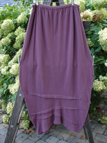 2000 Thermal Awen Skirt Unpainted Murple Size 2: A full bell-shaped purple skirt with interesting folds of fabric, made from heavy-weight cotton thermal.