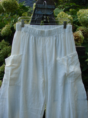 Image: A white skirt with pockets hanging on a clothes rack.

Alt text: Barclay Linen Side Pocket Pepper Pant Unpainted White Size 1 - A white skirt with pockets on a clothes rack.