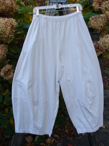 1999 4 Square Pant Unpainted Natural Size 1 showcased outdoors, highlighting its loose-cut design with a unique 3D diamond shape from the knee down, elastic waistband, and deep side pockets.