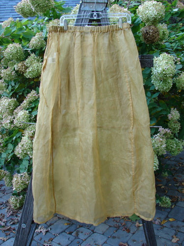 2000 NWT Silk Organza Skirt Unpainted Bone Size 2: A skirt on a clothesline, featuring a long yellow skirt with a string.