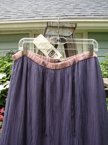 Barclay NWT Pas de Deux Quad Contrast Ruffle Skirt on hanger outdoors. Silk skirt with elastic waist, ruffle accents, and sheer lining. Unique layered ruffles, size 1. Vintage Blue Fish Clothing.