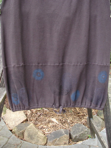 2000 Thermal Grattan Skirt Bubble Brum Size 1 features blue circle patterns, full drawstring waistline, and painted hemline, showcased in a close-up view highlighting its unique design and textile quality.