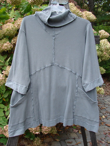 Barclay Thermal Reverse Stitch Pocket Dress, Grey, Size 1: Cozy turtleneck dress with exterior stitchery, sectional panels, and oversized front pockets.