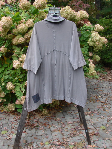 Barclay Patched Thermal Reverse Stitch Pocket Dress in Grey Stone, Size 2: Cozy turtleneck dress with exterior stitchery, sectional panels, and oversized front pockets.