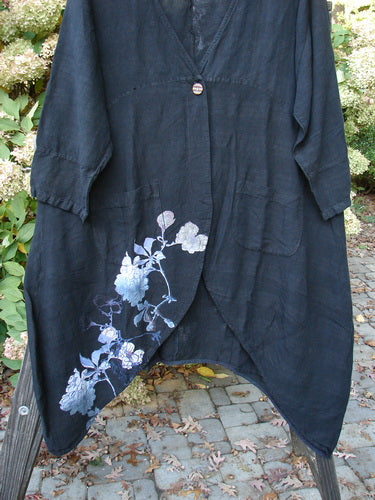 Barclay Linen Rayon Single Button Jacket with Cherry Blossom Floral Design. Size 1.