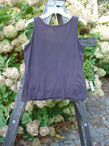 Barclay Batiste Decora Tiny Tank in Deep Burgundy, Size 1, on wooden ladder.
