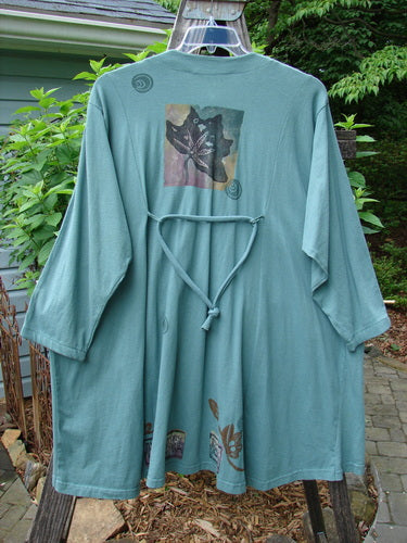 Vintage 1994 Falling Leaves Jacket with Asian Forest Theme, Altered OSFA. Unique stitched collar, A-line shape, original Blue Fish buttons. Mid-weight cotton in earthen shade. From BlueFishFinder.com.