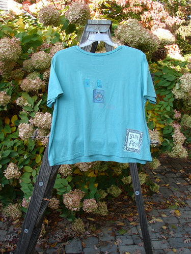 Barclay Crop Top with Rose Medallion design on Aqua fabric, size 3.