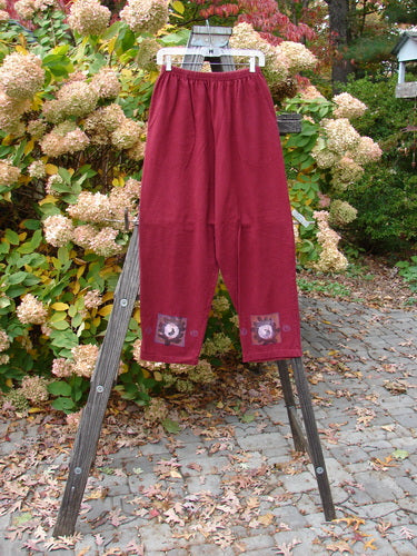 1997 Holiday Simple Pant Balanced Atom Regalia Size 0: A pair of pants on a rack with a flower design on them.