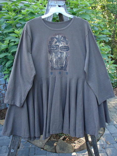 1994 Reprocessed Dance Dress Belief Spirit Magic Humus OSFA featuring a grey shirt with a whimsical graphic design, stitched drop waist, long cozy sleeves, and a super swingy lower.