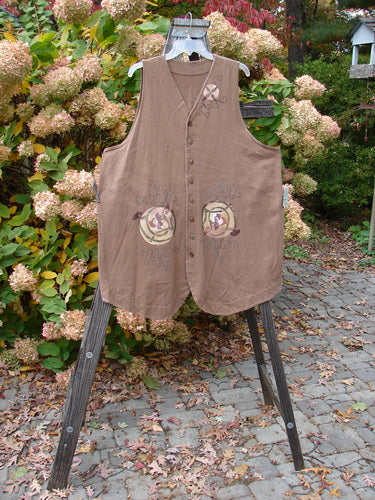 Image alt text: 1997 Merchant Vest with Floral Spin Design on Organic Cotton