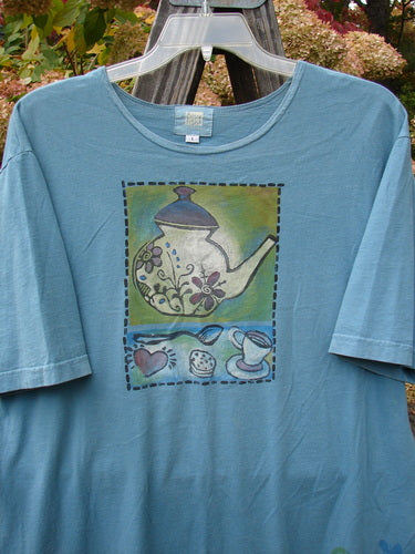 2000 Artist Choice Short Sleeved Tee with teapot and teacups painted on it