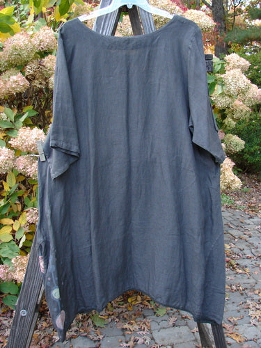 Barclay Linen Vertical Seam Lace Bottom Dress Lolli Turn Grey Size 2 displayed on clothes rack.