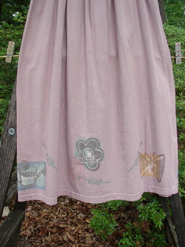 1995 Smocked Skirt Garden Patio Rose Size 2, featuring detailed garden-themed illustrations and superior smocking, from Bluefishfinder.com's vintage collection.