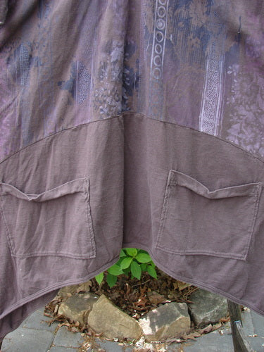 Barclay Perfect Day Pocket Tunic Dress Garden Gate Deep Woods Size 0 features a draped silhouette with two oversized front pockets and sectional horizontal panels, crafted from organic cotton, showcasing intricate design details.