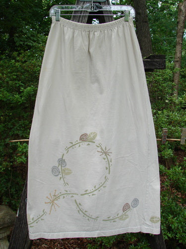 1995 Straight Skirt Life Circle Natural Size 1 featuring a subtle floral design, slightly flared lower hem, and crafted from cotton in perfect condition.