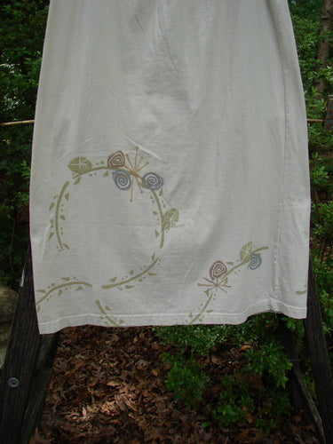 Alt text: 1995 Straight Skirt Life Circle Natural Size 1 with a slightly flared lower, featuring a delicate floral design, part of the Spring Collection.