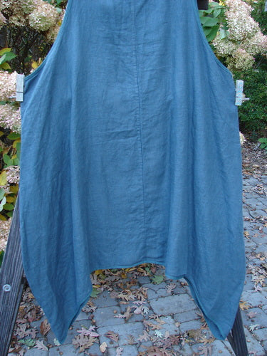 Barclay NWT Linen Flared Pinafore Shift Dress hanging on a clothesline.