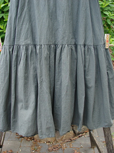 Barclay NWT Batiste Fold Over Silhouette Skirt Unpainted Chimera Size 1, featuring a gathered ruffle seam, A-line flair, and soft waistline, hanging outdoors in a natural setting.
